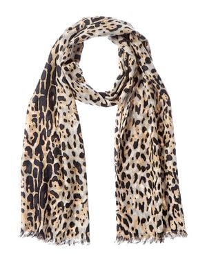 Sofiacashmere Leopard Print Lightweight Cashmere Scarf - Brown