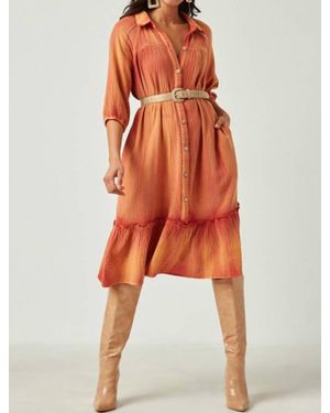Hayden LA Vintage Overdye Dress - Orange