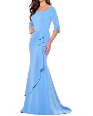 Montage by Mon Cheri Quarter Sleeve Mermaid Gown - Blue