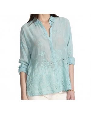 Johnny Was Slim Audrey Button Down Shirt - Blue
