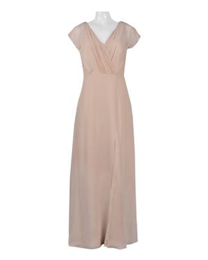 Monique Lhuillier Ruched V-Neck Long Evening Dress - Multicolor