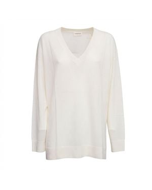 P.A.R.O.S.H. Linfa V-Neck Over Sweater - White