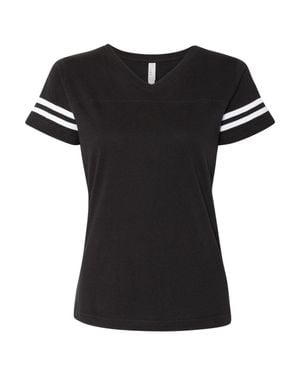 L.A.T Football V-Neck Fine Jersey Tee - Black