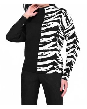 FRANK LYMAN Long Sleeve Zebra Sweater - Black