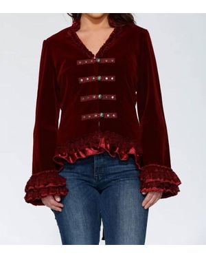 Orchid Bloom Gloria Velvet Tailed Jacket - Red