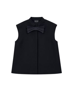 Giorgio Armani Sleeveless Silk Bow-Neck Top - Black