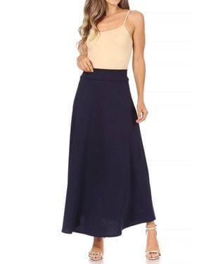 Moa Collection Flare A-Line Long Skirt - Blue