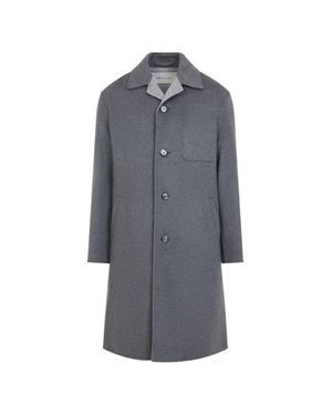 Ami Paris Minimalist Mid-Length Coat - Gray