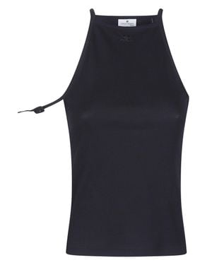 Courreges Buckle 90S Ribbed Tank Top - Blue
