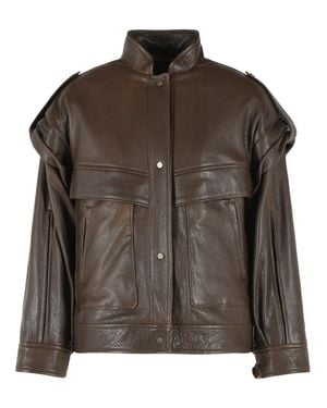 Salvatore Santoro Leather Bomber Jacket - Brown