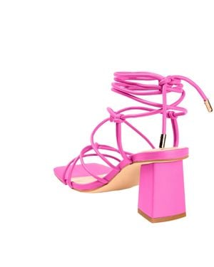 Journee Collection Harpr Tie Up Block Heels Harpr - Pink
