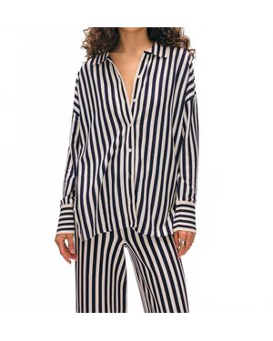 White + Warren Superfine Striped Shirt - Black