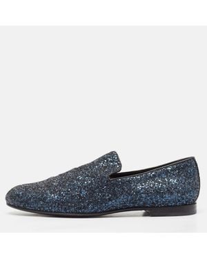 Jimmy Choo Glitter Slip On Loafers - Blue