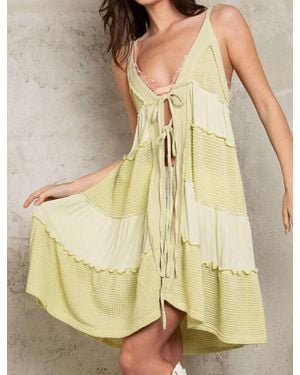 Pol Tie Front Slip Dress - Yellow