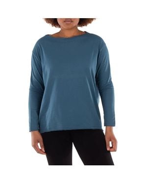 The Good Tee The Effortless V-Neck Long Sleeve Tee - Blue