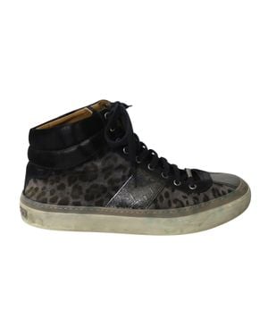 Jimmy Choo Belgravia Leopard High Top Sneakers - Black