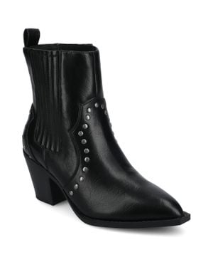 Journee Collection Journee Braylee Studded Western Ankle Booties - Black
