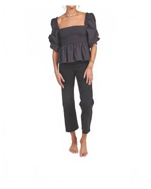 Trovata Alize Puff Shoulder Blouse - Blue