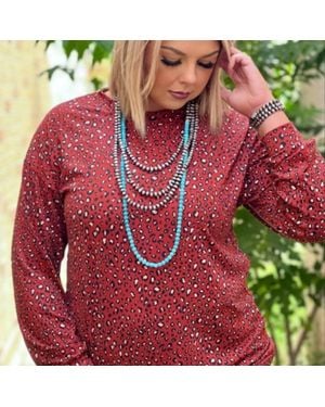 Texas True Threads Remi Leopard Top - Red
