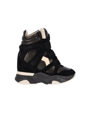 Isabel Marant Balskee Leather Suede Sneakers - Black