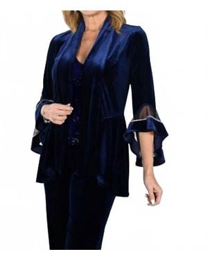 FRANK LYMAN Stunning Velvet Knit Cardigan - Blue