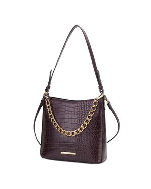 MKF Collection by Mia K Bizzy Faux Crocodile-embossed Vegan Leather 's Shoulder Handbag - Purple