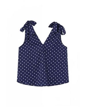 Compañía Fantástica Mini Dot Print Top - Blue