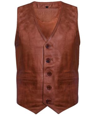 Infinity Leather Waistcoat - Brown