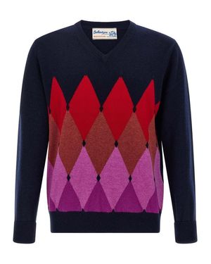 Ballantyne Argyle Pattern Sweater - Pink