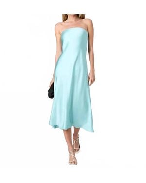 French Connection Oona Satin Strapless Midi Dress - Blue