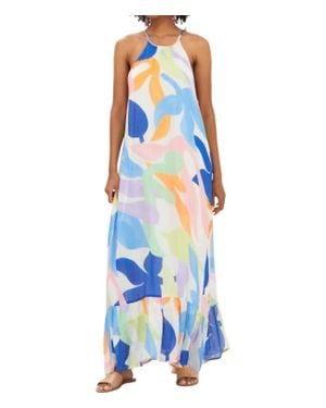 Oliphant Tie Neck Maxi Dress - Blue
