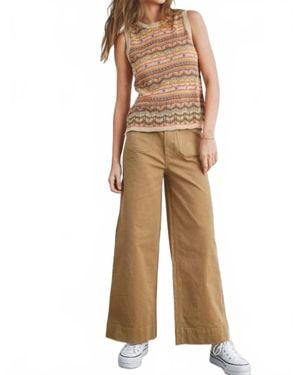 Buttermelon Wide Leg Long Length Pants - Natural