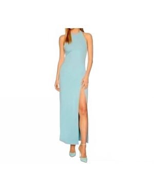 Susana Monaco Halter Maxi Open Back Dress With Slit - Blue