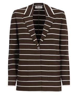 Kangra Viscose Striped Pinstripe Blazer - Black