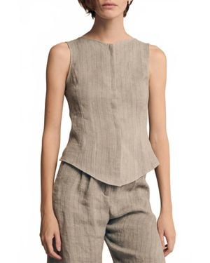 Cortana Lupe Linen Vest - White