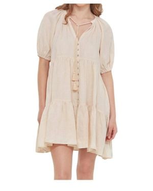 Dex Button Front Tiered Mini Dress - Natural