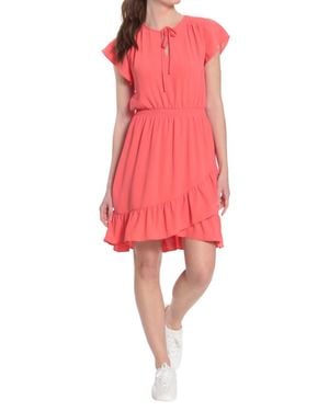 Maggy London Smocked Waist Ruffle Dress - Pink