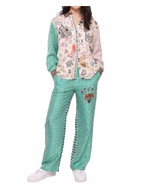 ME 369 Isabel Long Sleeve Button Down Shirt - Blue