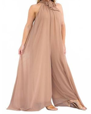 Karen Kane Sleeveless Halter Jumpsuit - Pink
