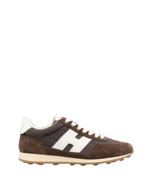 Hogan Scarpe Dark Suede Sneakers - Brown