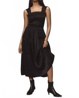 Damson Madder Satin Midi Dress - Black