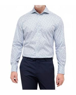 Eterna Floral Print Modern Fit Cutaway Collar Shirt - Blue