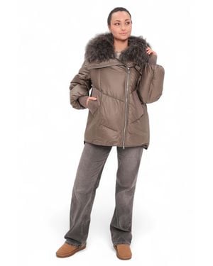 Alaska® Outerwear Aspen Genuine Fur Trim Down Fill Jacket - Brown