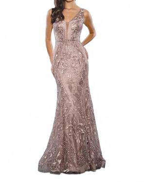 Tella Couture Mermaid Formal Evening Gown - Brown