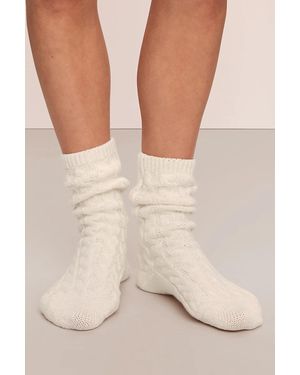 Eberjey Cozy Cable-Knit Crew Socks - Natural