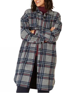 YEST Ally Oversized Checked Wool-Blend Coat - Gray