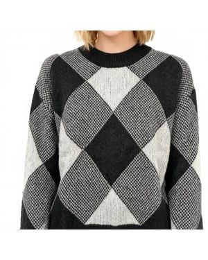 Aqua Long Sleeve Textured Sweater - Gray