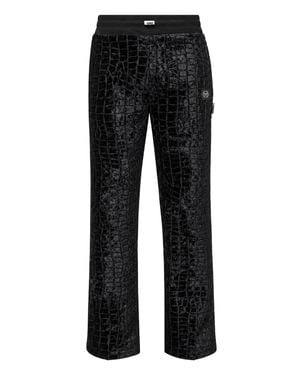 Philipp Plein Velvet Tracksuit Pants Cocco - Black
