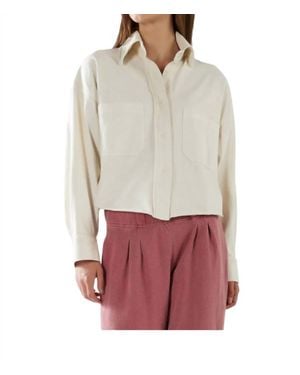 Les Tien Coopa Oversized Crop Button Up Shirt - Red