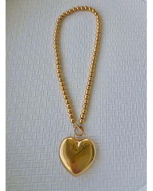 Harper Lace Bubble Heart Necklace - Metallic